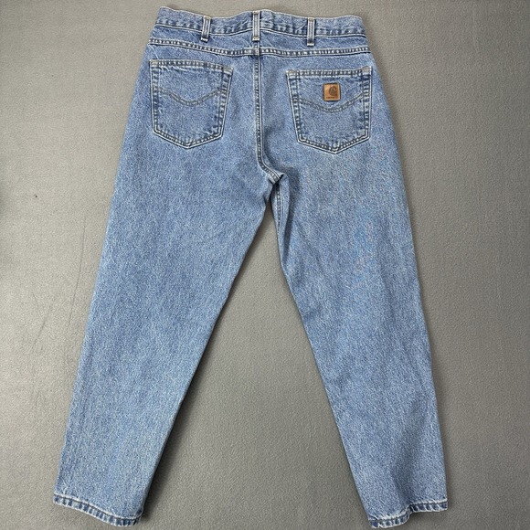 Y2K VINTAGE CARHARTT B17 STW MENS RELAXED FIT DENIM BLUE JEANS | 34X28 - Picture 8 of 9